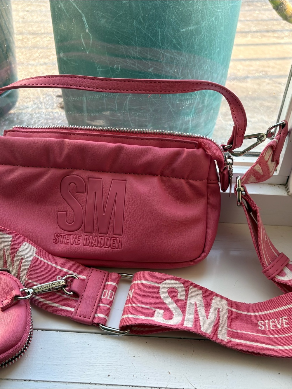 Steve Madden Pink Logo Crossbody with Branded Strap